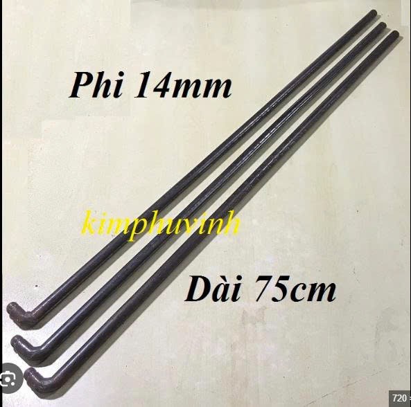 Chốt âm 10x600 sắt xi trắng (Chốt đứng trơn 60 cm)