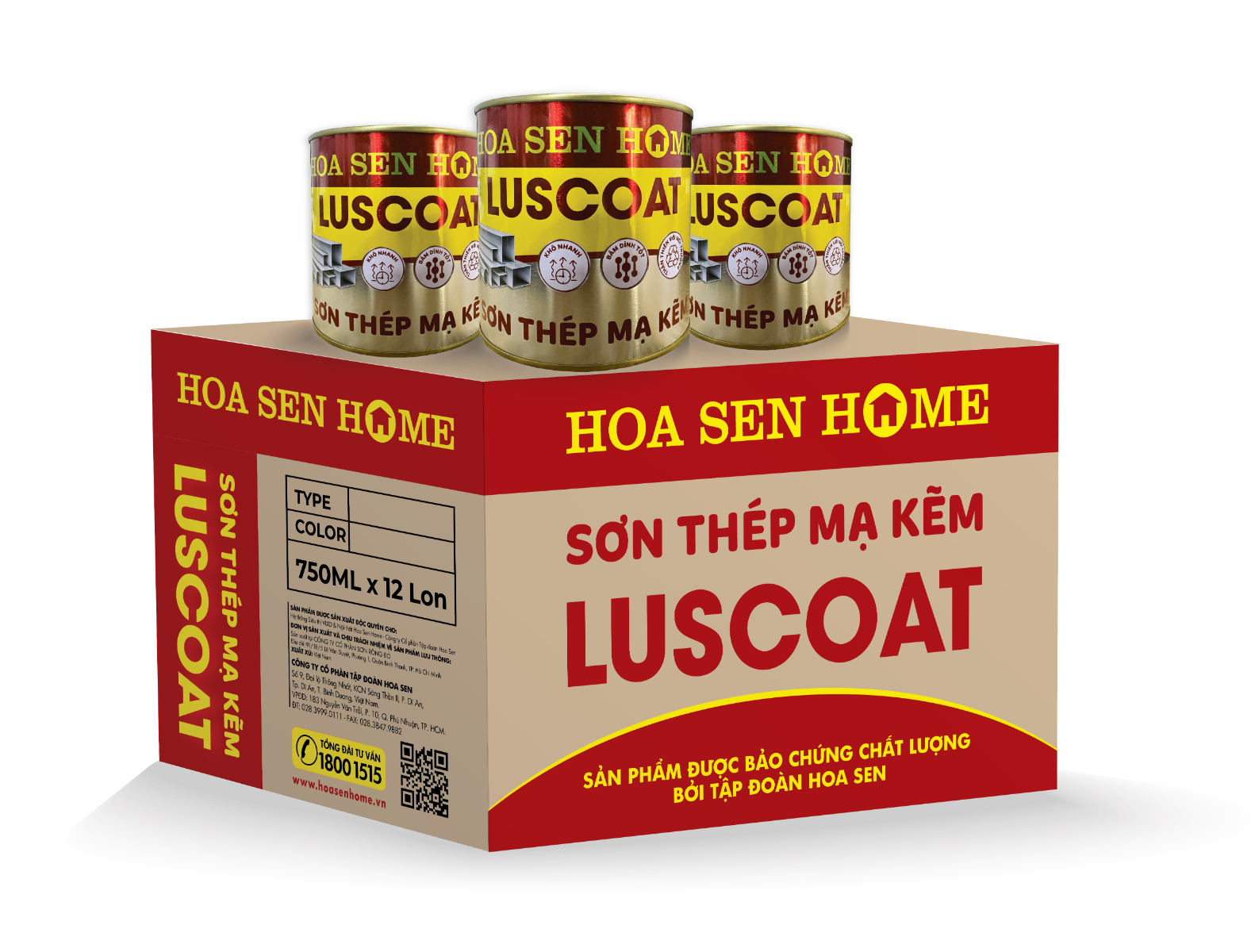 Sơn thép mạ kẽm LUSCOAT VNRON 1TP xingfa xám đậm 2.6L